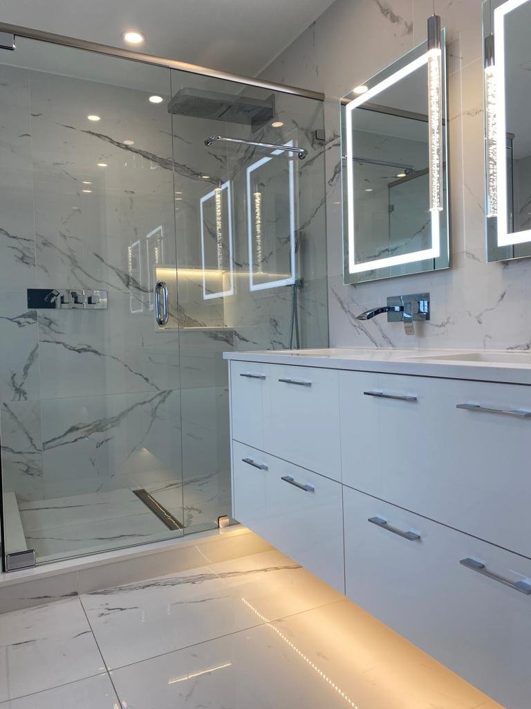 BF RENOVATION BATHROOM RENOVATION IN VANCOUVER. Luxury bathroom bright vanity.