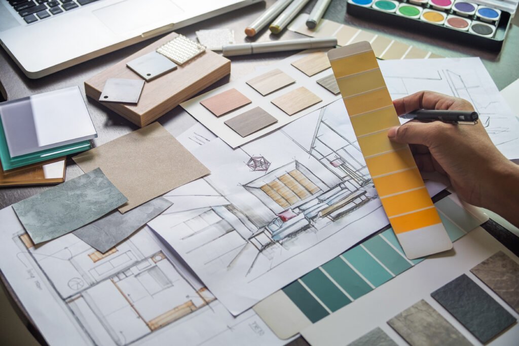 Interior renovation remodeling planning with Interior designer creative working hand drawing sketch BEAUTY FUTURE RENOVATIONS BF RENO